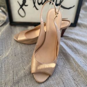 Cole Haan~Peep toe sling backs pale pearly, pink!